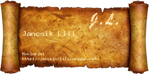 Jancsik Lili névjegykártya